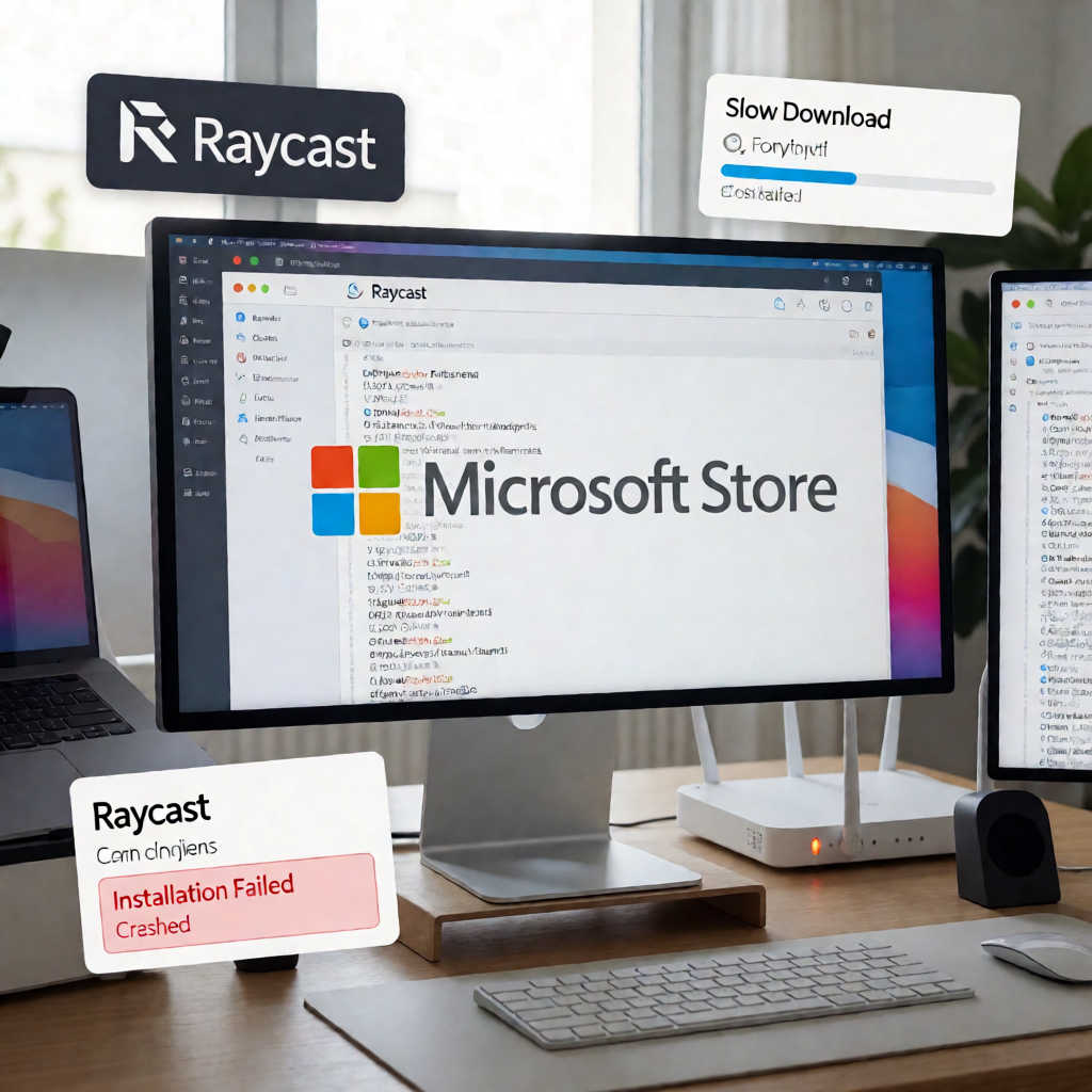 记一次「微软商店下载太慢 → 绕过商店安装 Raycast → 安装卡死」的完整踩坑与解决
